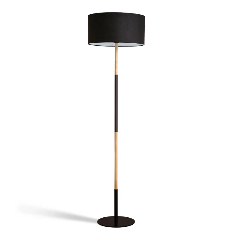 

Nordic Wooden Living Room Floor Lamp Pure Color Study Bedroom Fabric Lampshade Floor Light Modern Creative Bedside Standing Lamp