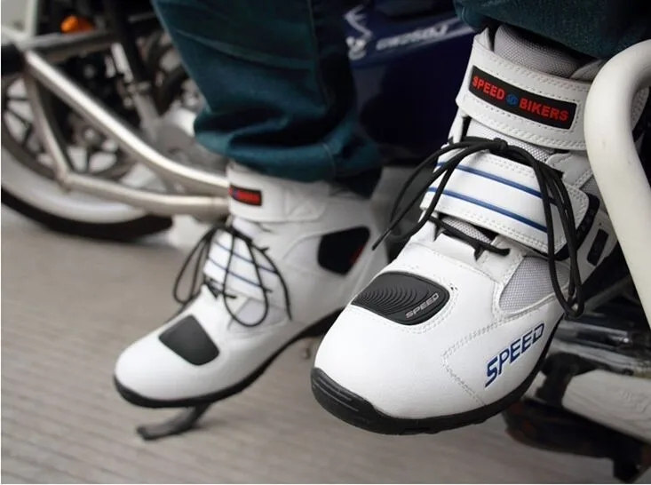 A005/женские мотоциклетные ботинки из искусственной кожи дышащие гоночные ботинки для мотоциклистов мужские Нескользящие ботинки для мотокросса