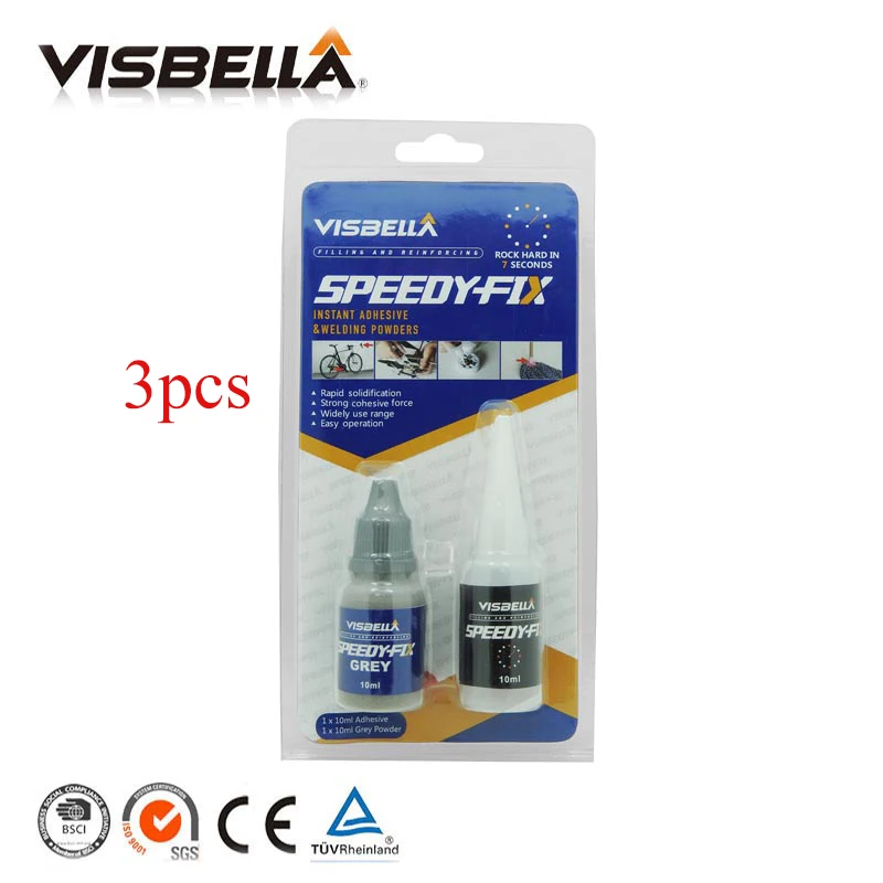 VISBELLA 3 шт. порошок клей 7 секунд Speedy Fix быстрое склеивание армирующий Быстросохнущий ремонт водостойкость наборы ручных инструментов - Цвет: 3pcs grey