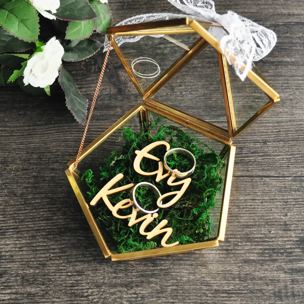 Custom Glass Box Rustic Wedding Ring Box Ring Bearer Holder Box Jewelry Box