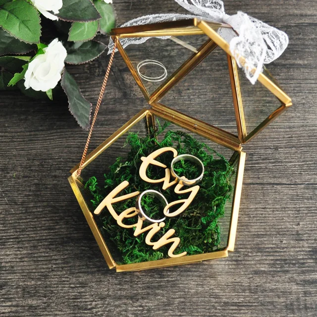 Personalized Pentagon Jewelry Box Ring Bearer Pillow Rustic Wedding Personalized Pentagon Jewelry Box Ring Bearer Pillow Rustic Wedding Holder Proposal Engagement Gift
