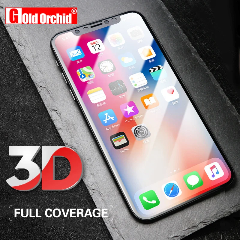 

Gold Orchid Screen Protector 0.3mm 9H Premium Tempered Glass For iPhone X Toughened Protective Glass Film For iPhone X Glass