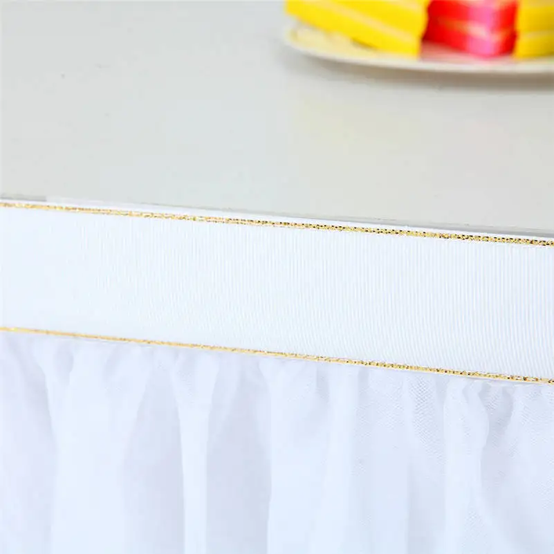 3 размера Высококачественная Золотая Брим 3-слойная нейлоновый тюль настольная юбка для вечерние, свадебные, день рождения и украшения дома 5 цветов
