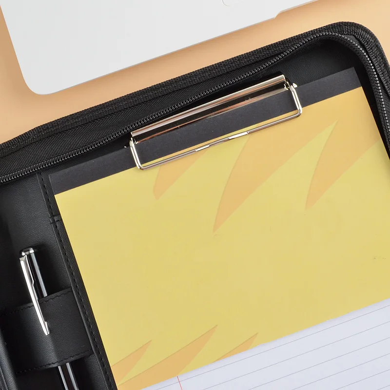 Деловой бумажник из искусственной кожи B5 18K тонкий на молнии блокнот для письма