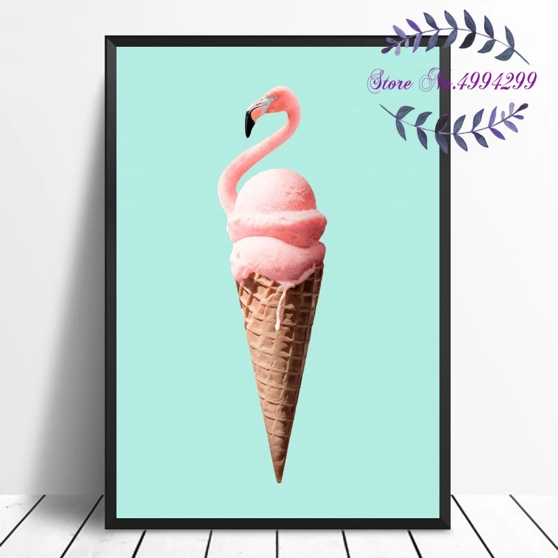 فلامنغو الآيس كريم المشارك قماش طباعة غرفة الطفل ديكور لا الإطار Painting Calligraphy Aliexpress