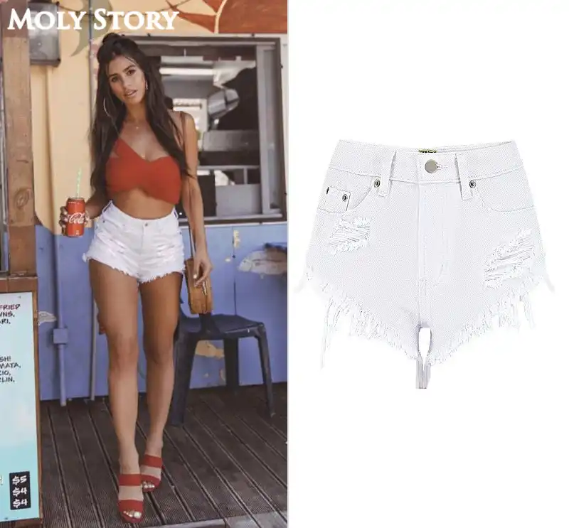 womens white cut off jean shorts