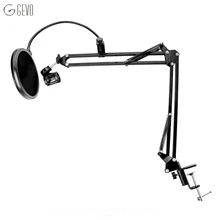 NB-35 Microphone Suspension Boom Scissor Arm Stand with Mic Clip Holder Pop Filter Windscreen Mask Shield with Stand Clip Kit