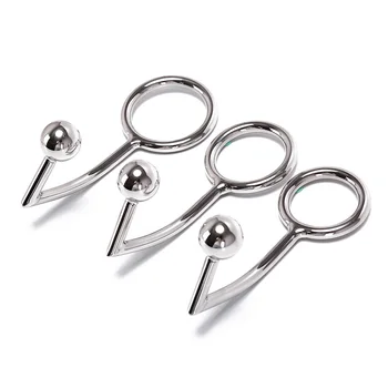 40/45/50mm Fetish Cock Ring, Stainless Steel Metal Anal Hook with Penis Ring for male, Anal Plug,Penis Chastity Lock 1