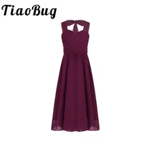 TiaoBug/Платья с цветочным узором для девочек; детское шифоновое платье принцессы с широкими бретельками на груди; праздничное платье на свадьбу