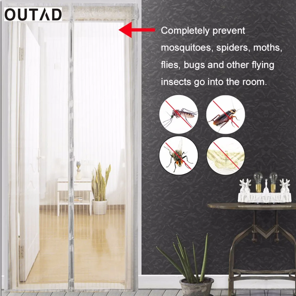 

OUTAD Magnetic Anti Mosquito Curtain Tulle Automatic window mosquito net on the door Curtains Fly mosquitera Net Protector