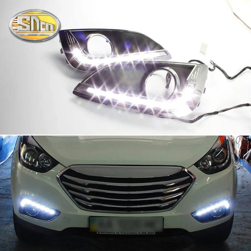 

SNCN Daytime Running Lights for Hyundai IX35 2010-2013 Fog lamp cover drl with turn signal lamp