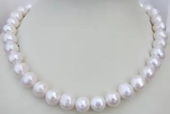 

HUGE AAA 10-12MM SOUTH SEA WHITE PEARL NECKLACE 18 INCH 925silver GOLD CLASP