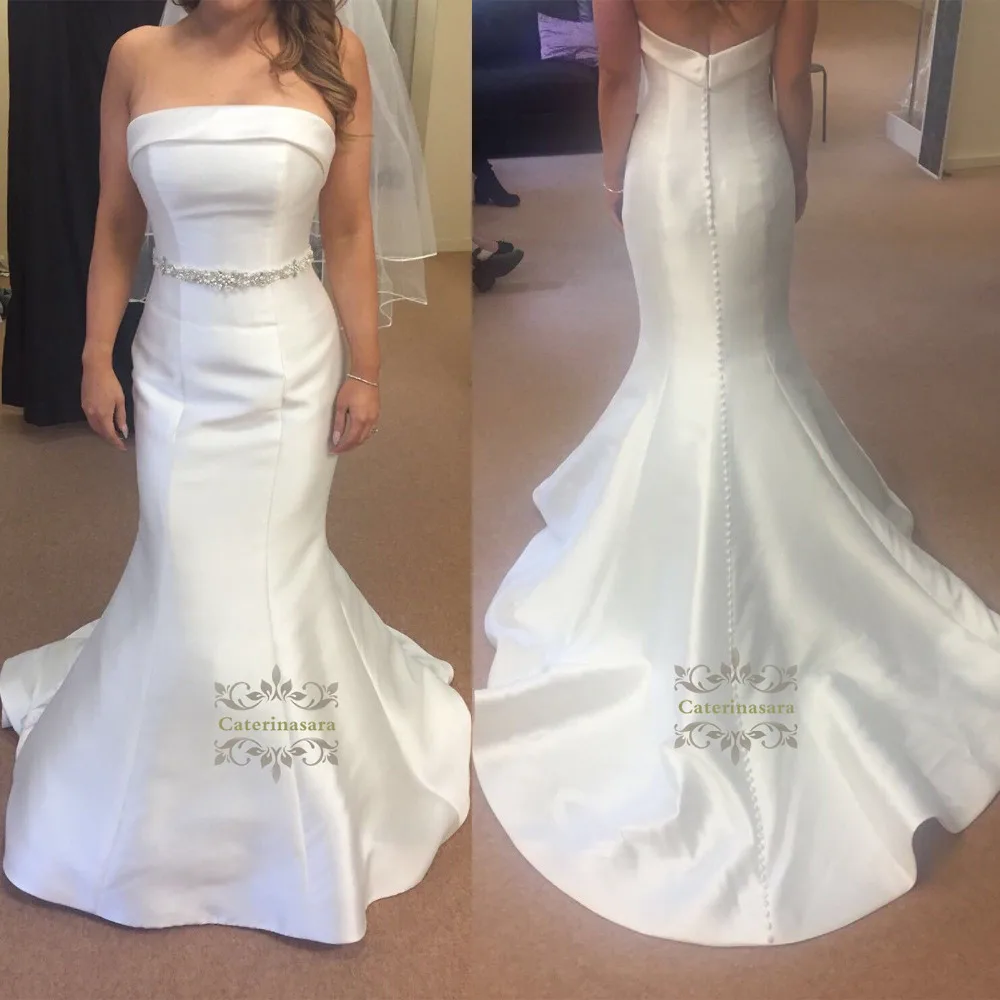 boat neck fit and flare wedding dress