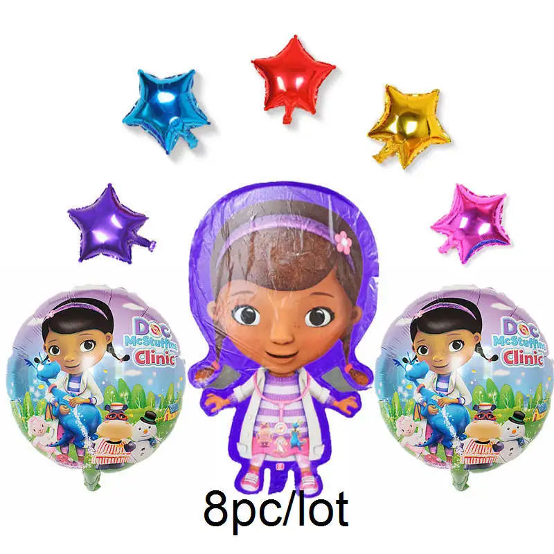 

8pcs/lot McStuffins Doctor foil Balloon cartoon Doc McStuffins helium balloons Party Decoration birthday Balloons