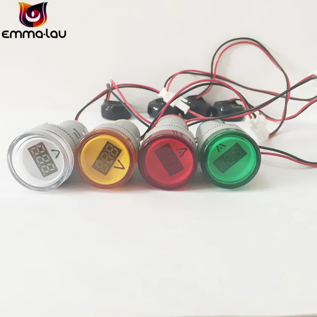 22mm 0 50a digital led current ammeter indicator light ac 220v red22mm 0 50a digital led current ammeter indicator light ac 220v red white