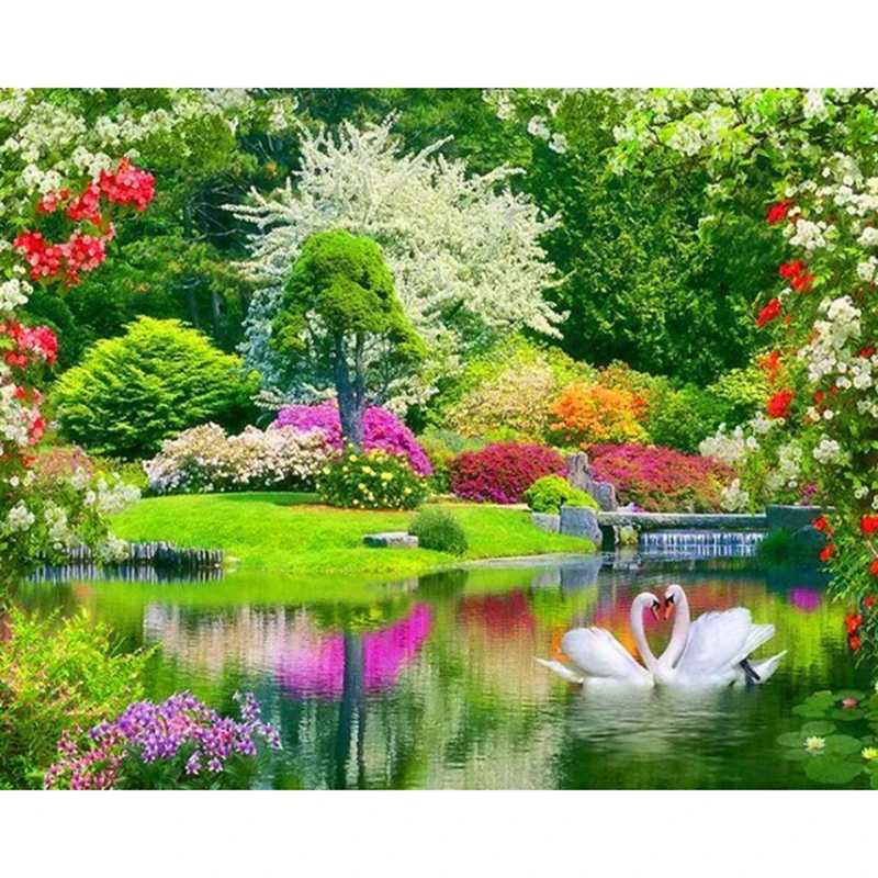 

Full Drill Square Diamond 5D DIY Diamond Painting"Spring view"Diamond Embroidery Cross Stitch Rhinestone Mosaic Painting