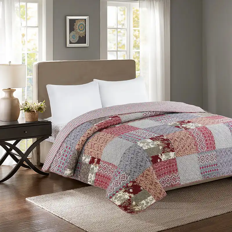 Full Queen Size 1 Piece Lightweight 100 Cotton Patchwork Bedspread