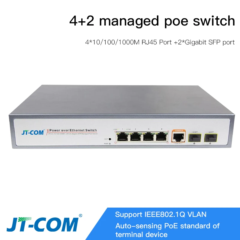 

4 RJ45 2 SFP Ports Gigabit Ethernet Network Switch 10/100/1000M Managed Single/Multi Mode Single/Duplex Fiber Transceiver 120KM