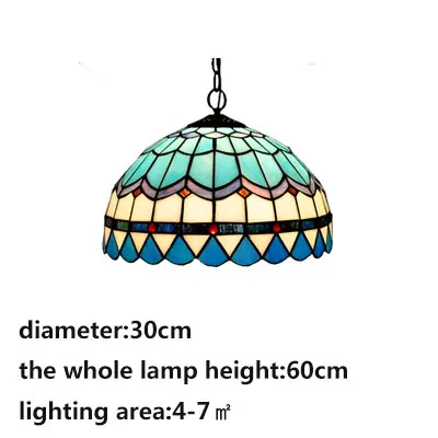 Тиффани Средиземноморский стиль подвесной светильник s lustres ночной Светильник E27 лампочка лампа пол бар кровать комната Домашний Светильник ing - Цвет корпуса: dia 30cm blue
