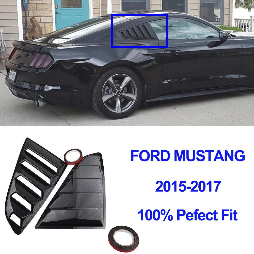 

For Ford Mustang Rear Quarter Window Louvers Spoiler Scoops Car Styling Tunning Panel Side Air Vent Cover Sticke 2015 2016 2017