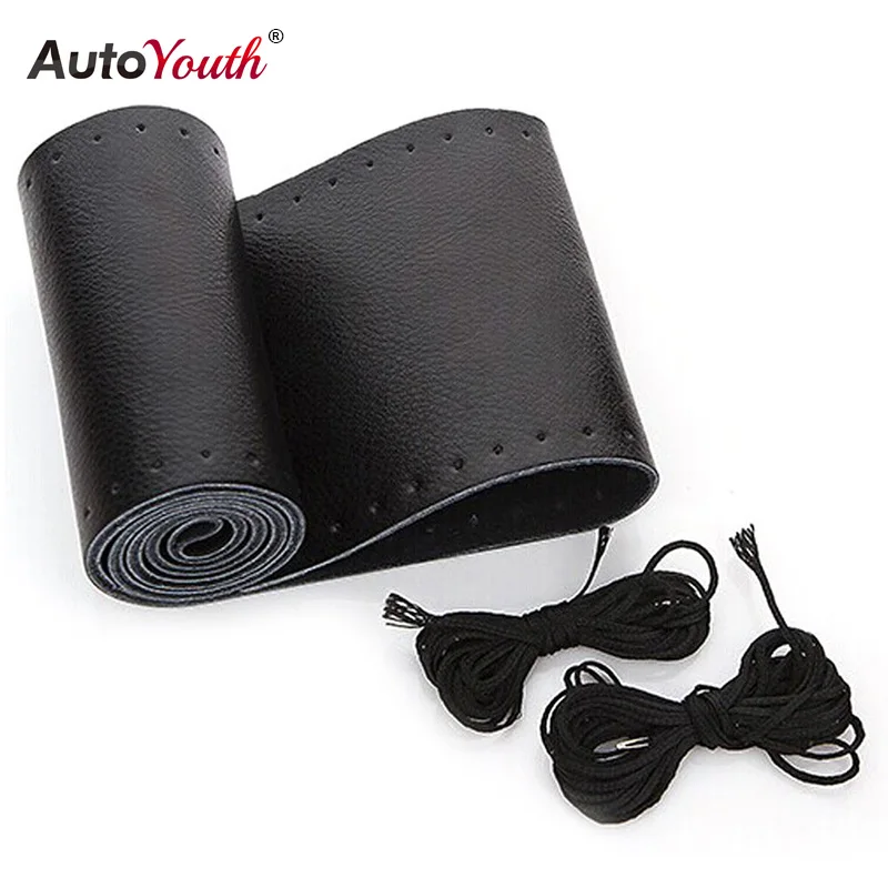 AUTOYOUTH DIY Car Steering Wheel Cover Genuine Cowhide Leather Steering Wheel Cover Universal 38cm Anti-slip Car-styling AUTOYOUTH DIY Car Steering Wheel Cover Genuine Cowhide Leather Steering Wheel Cover Universal 38cm Anti-slip Car-styling
