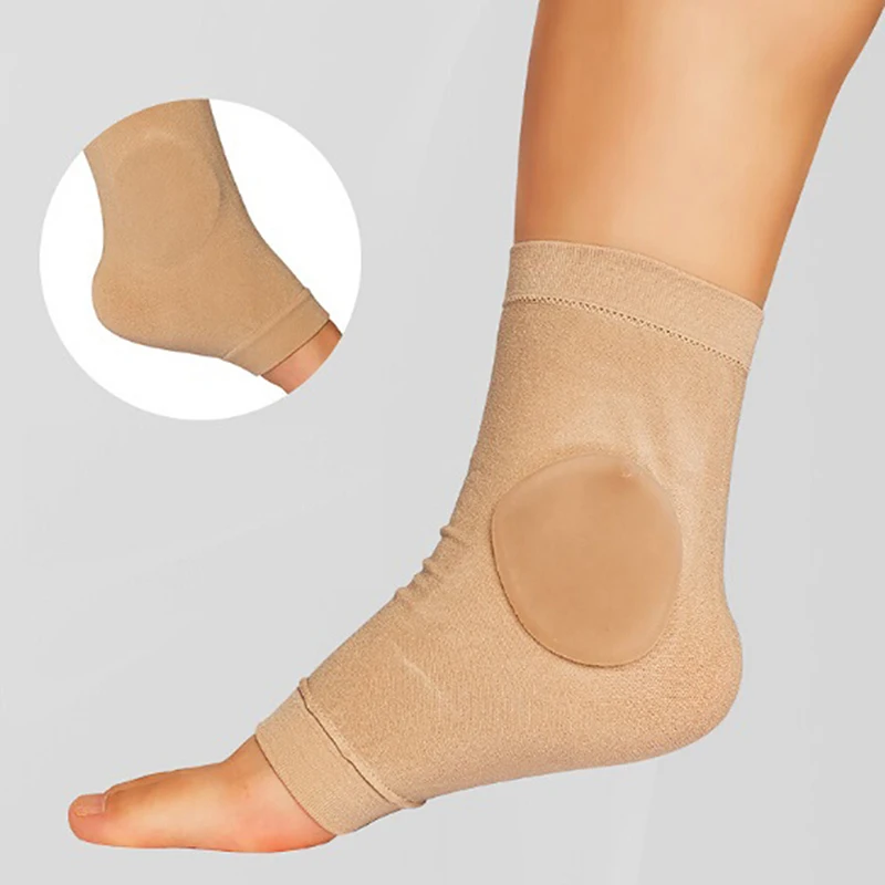 1 Pair Plantar Heel Socks Sock Heel Protection Sleeve Moisturizing Cracked Pain Relief Heel Pads Foot Care Nylon Skin Color