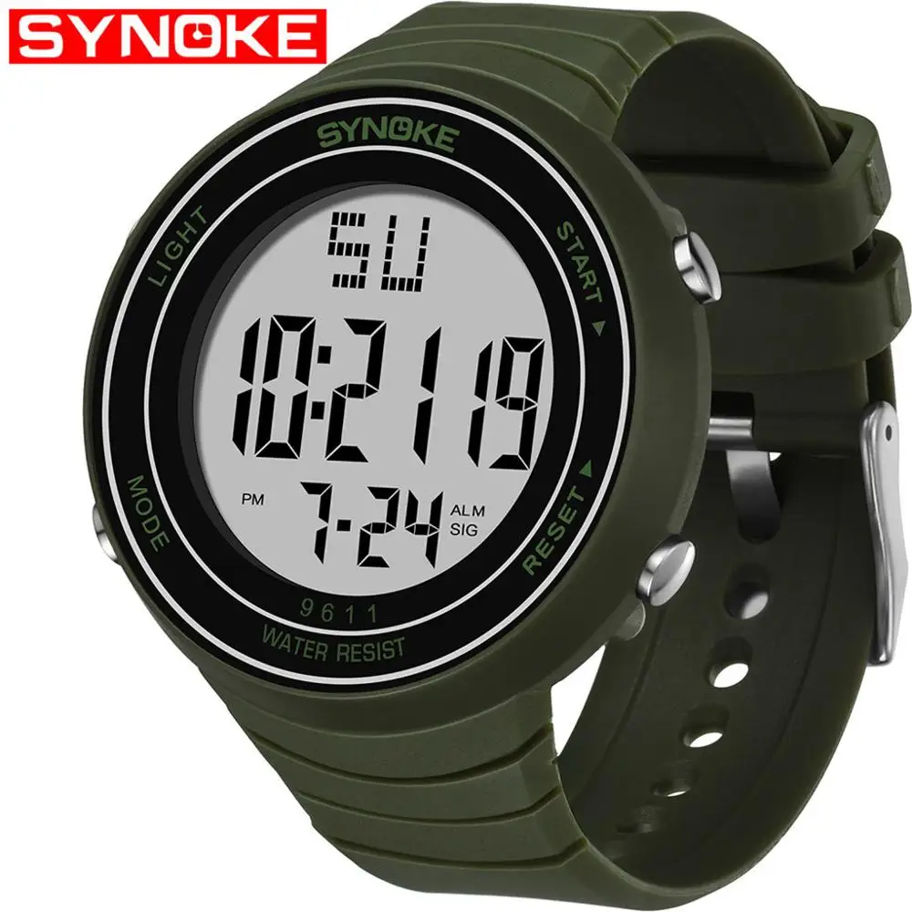 Мужские водонепроницаемые электронные часы со светодиодной подсветкой до 30