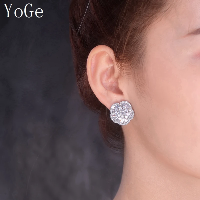 Серьги гвоздики в форме цветка с фианитом E3995|fashion stud earrings|stud earringsearrings fashion |