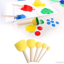 Круглая губка кисть с деревянной ручкой Искусство граффити живопись инструмент игрушка для детей 5 шт. Прямая поставка