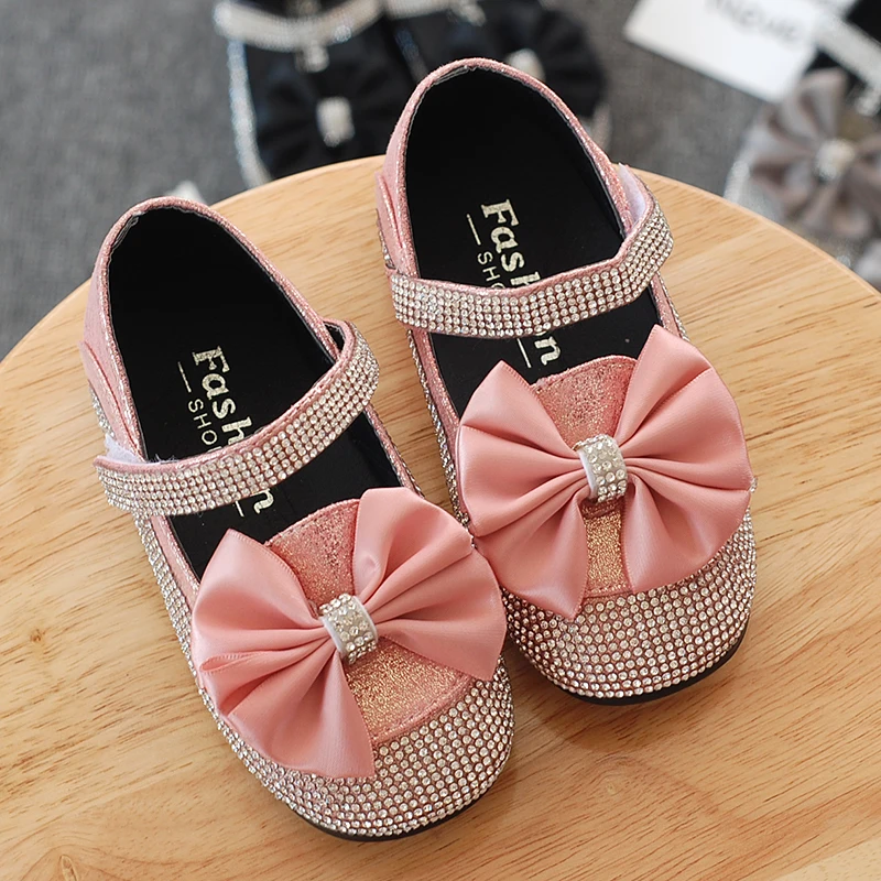 Bekamille Baby Child Shoes Kid Shoes Children Girls Crystal Bowtie Single Sandals Soft Bottom Princess New Summer Lovely