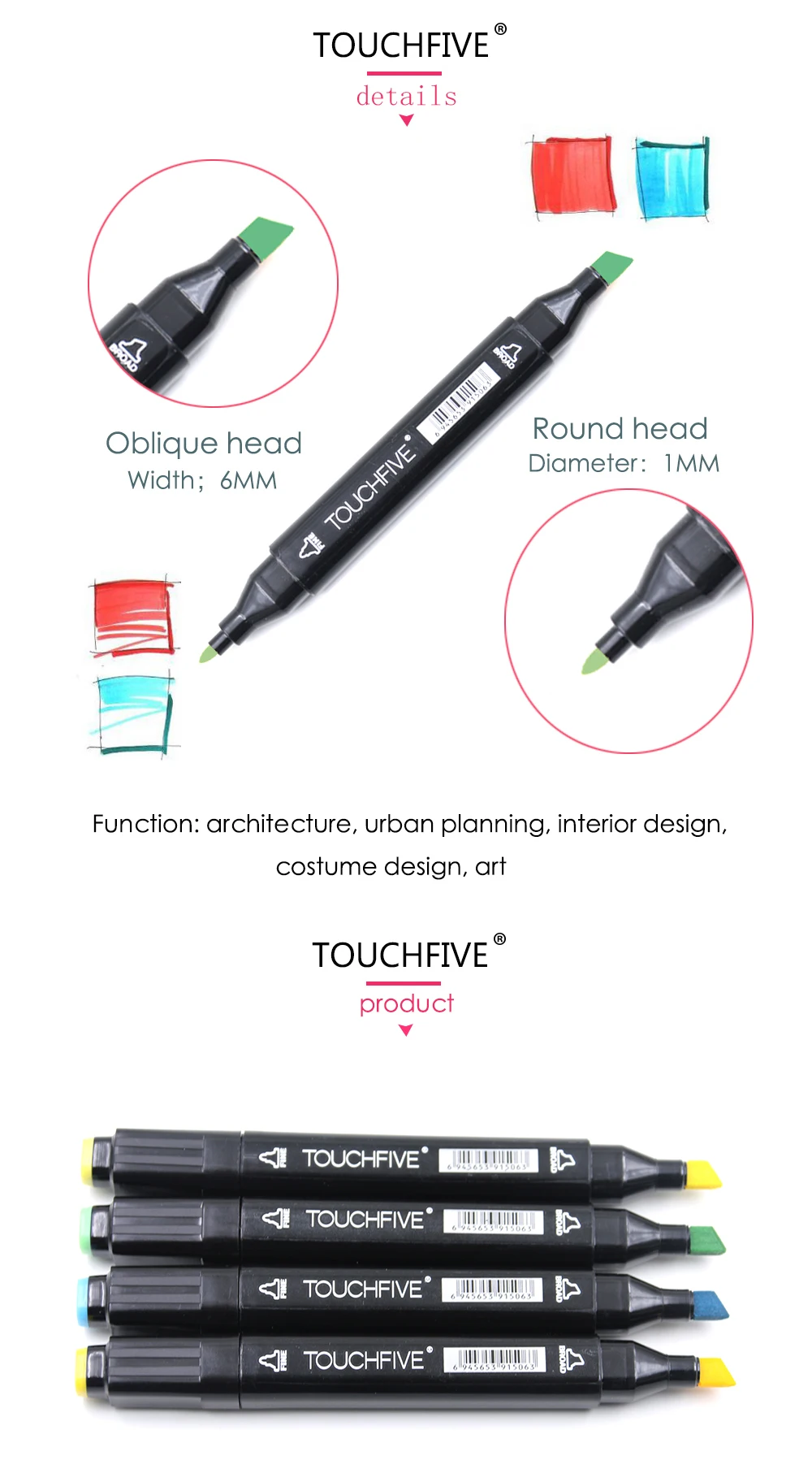 TouchFIVE 30/40/60/80 Цвета рисунок маркер для белой доски анимации Эскиз маркер для рисования набор для художника манга графическое на спиртовой основе мА щетка