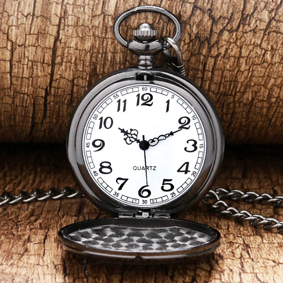 Black Silver Golden Pendant Quartz FOB Women Analog Pocket Watch Stylish Classic Vintage Smooth Fashion Men Elegant Gift  (9)