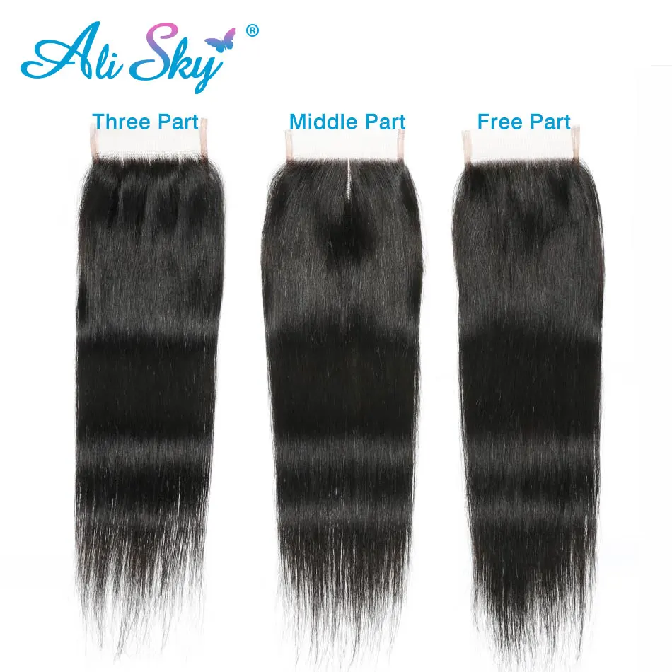 Indian Straight Hair 3 Bundles With Closure Human Hair Bundles With Closure Ali Sky 4\ Indian Straight Hair 3 Bundles With Closure Human Hair Bundles With Closure Ali Sky 4\