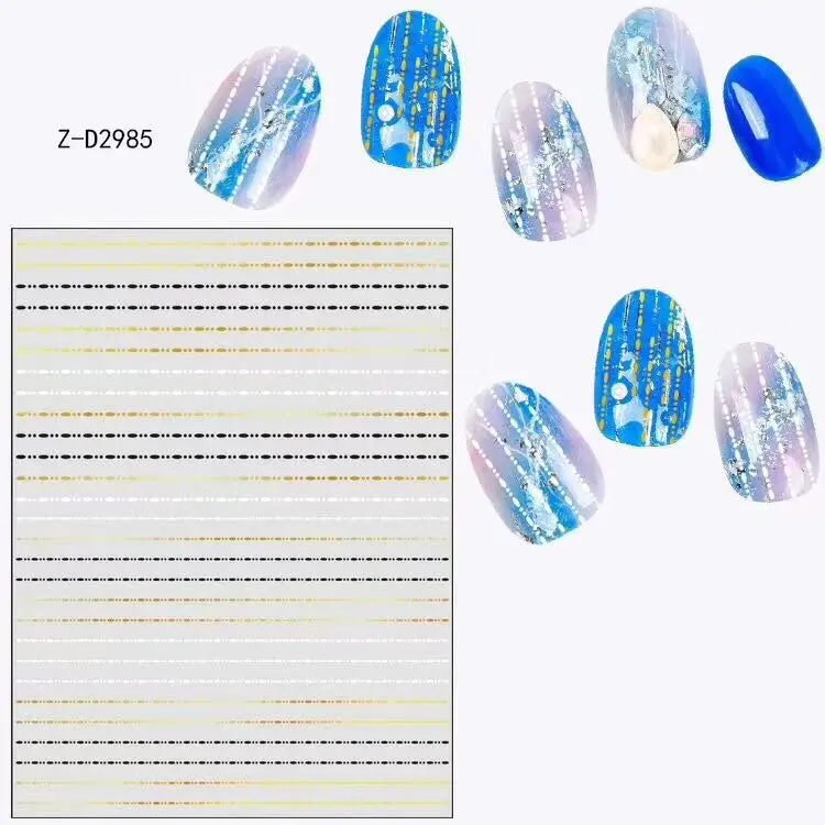 ZD-2979-2986 серии, новейший дизайн золотых линий, стикеры 3D на ногти nail Art Шаблон для украшения ногтей - Цвет: ZD-2985