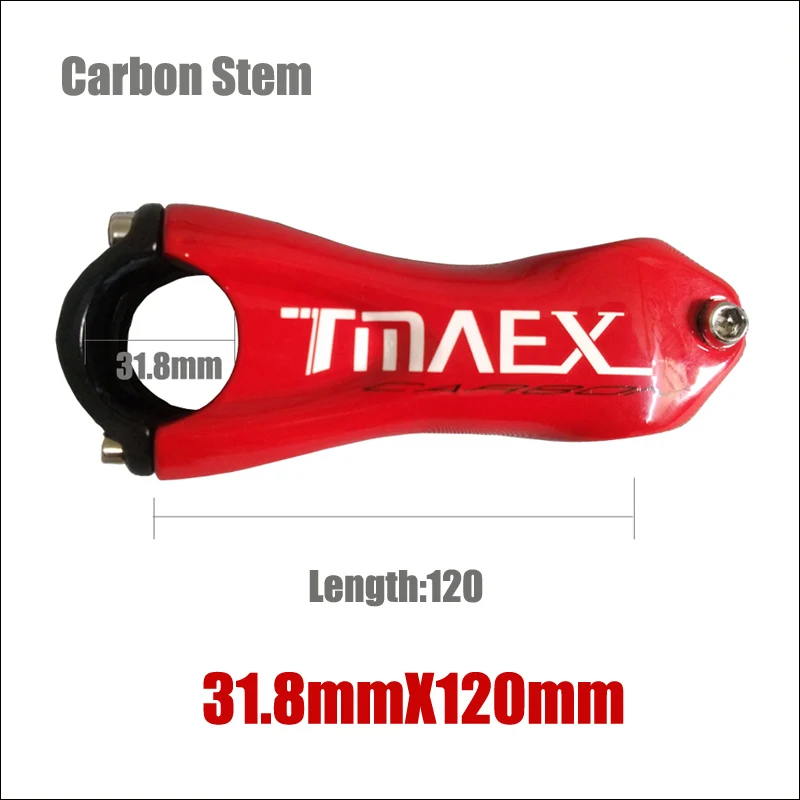 TMAEX-углеродный стержень 10 градусов углеродный велосипедный стержень шоссейный велосипед полностью Углеродистые стебли MTB велосипедный стержень красный глянцевый 31,8 мм - Цвет: Red 318mmx120mm