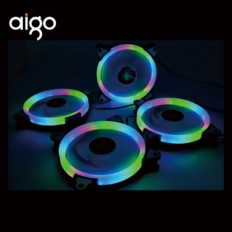 

Aigo Rainbow 120mm Case Fan Cooling LED For Computer 12V Cooling Fan Quietly Easy Install Good Price Detachable 4pin Fan
