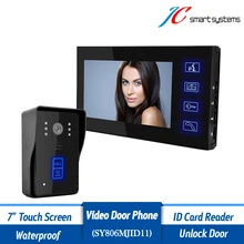 7 ” LCD Monitor Video porteros del timbre del intercomunicador con la visión nocturna de cámaras de seguridad soporte deslizar la tarjeta de la a puerta Unlock