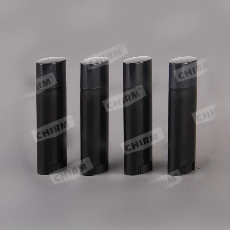 

100Pcs/lot Full Black Oval Lip Balm Tube 0.15oz Transparent Deodorant Container Lotion Bar Twist Empty Lipstick