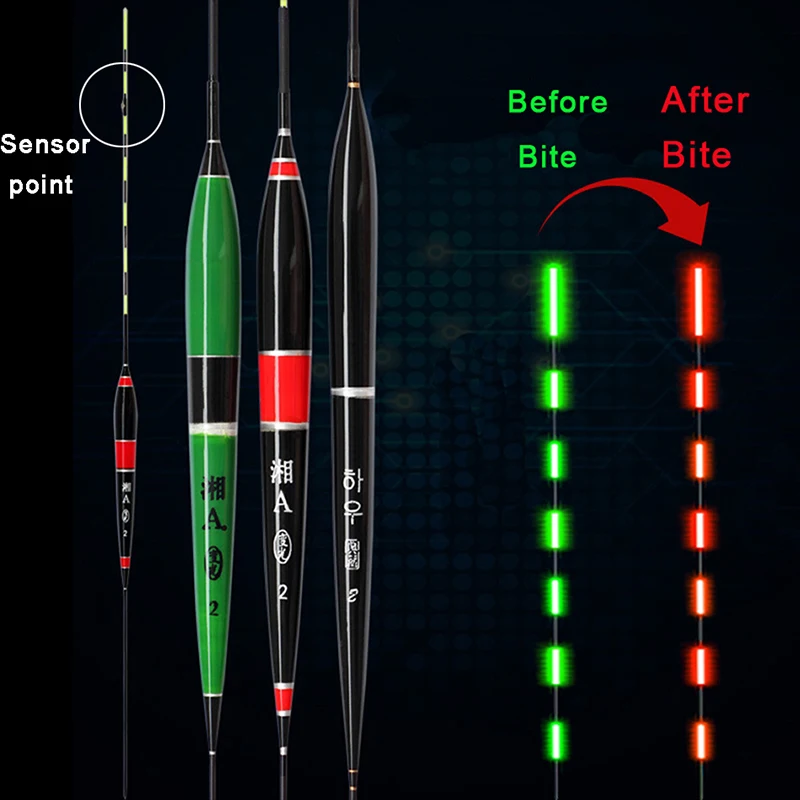 

1pcs Smart fishing floating bite alarm when fish bite bait LED light turns on automatic night electronic intelligent buoy blow