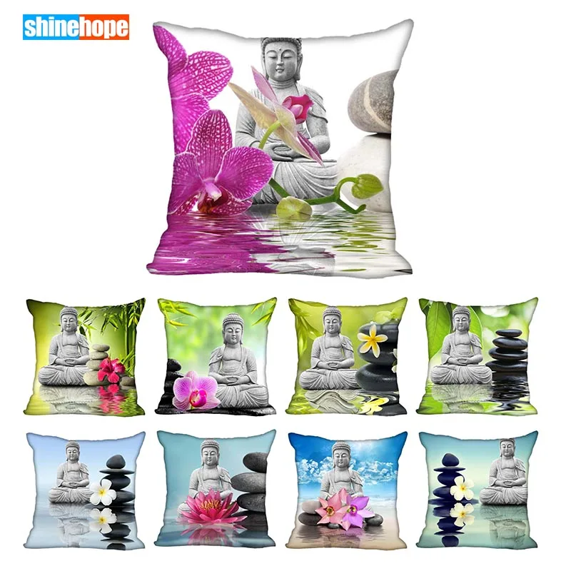 

Buddha Zen Stone Flower Pillowcase For Living Room Pillow Cover 33X33cm,45X45cm,40X40cm(one sides) Pillow Case