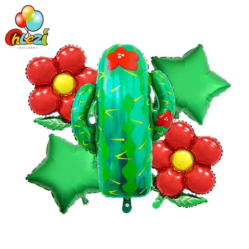 Кактус зеленый лист цветок фольги Воздушные шары точка латекса воздушный шар День Рождения вечерние свадебные украшения зеленый желтый звезда детские игрушки - Цвет: 3