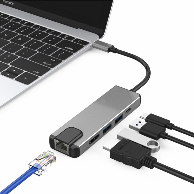 

For Macbook Pro Huawei Mate 20 Thunderbolt 3 USB-C phone USB Type C Hub Hdmi 4K USB C Hub to Gigabit Ethernet Rj45 Adapter