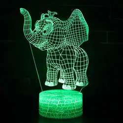 Маленький слон тема 3D светодиодный лампа светодиодный ночник 7 цветов изменить сенсорный Настроение лампы Рождественский подарок Dropshippping