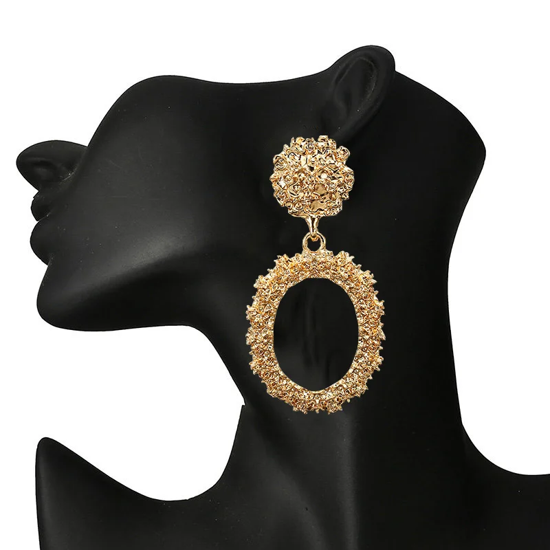 

Fashion Metal Punk Drop Dangle Earrings For Women 2019 new Round Pendant women Gifts Charm Jewelry Gold Color