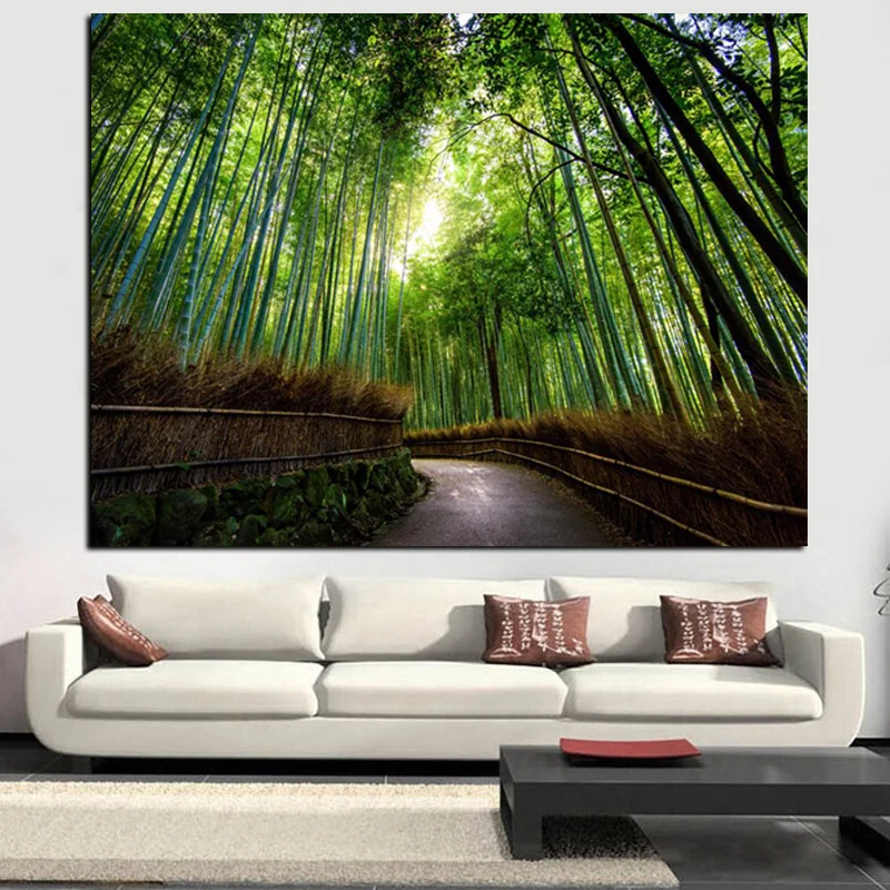 Big Size Modern Landscape Canvas Painting Kyoto Japan Bamboo Forest Mountain Paths HD Print Wall Art Living Room Cuadros Decor (5)