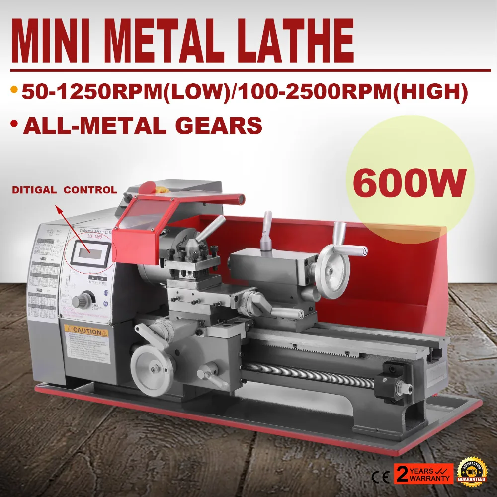 600 Вт полуавтоматический металлический токарный станок мини Высокая точность Металлообработка машина
