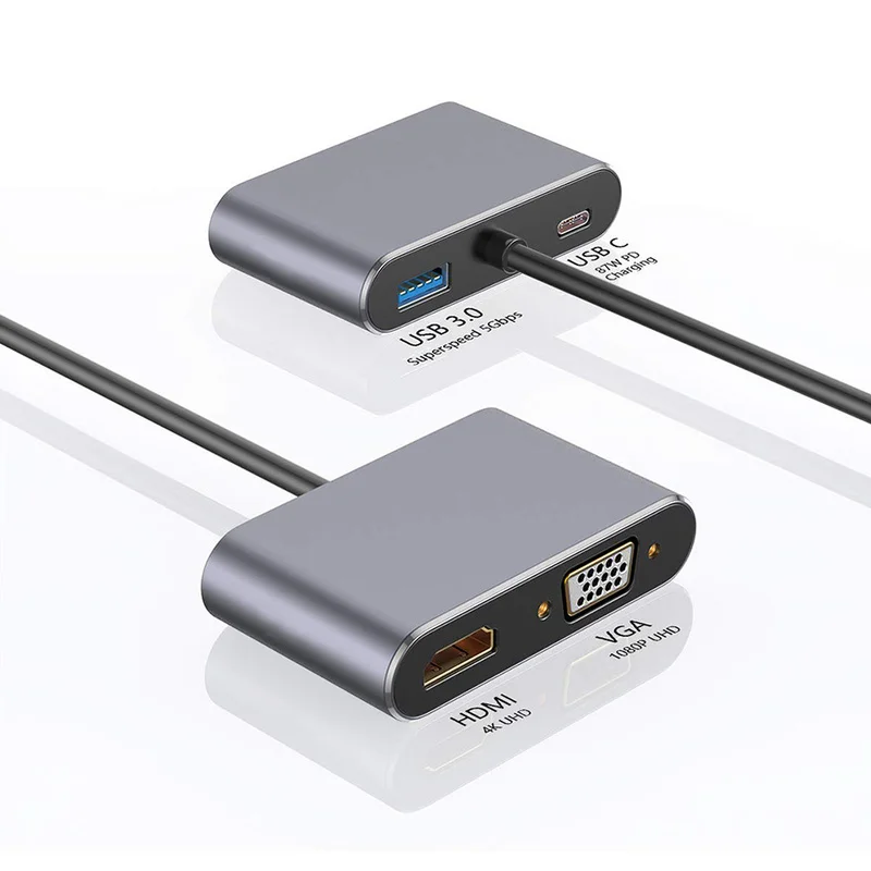 4 в 1 USB C type C к HDMI 4 к VGA USB3.0 аудио и видео адаптер с PD 87 Вт быстрое зарядное устройство для Macbook Pro Hdmi конвертер