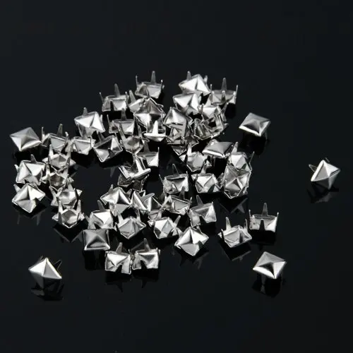 Useful 100Pcs Silver Square Rivets for Bag Decoration 6mm