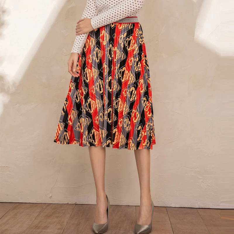 Miyake/ ; модная бархатная плиссированная юбка с принтом в складку