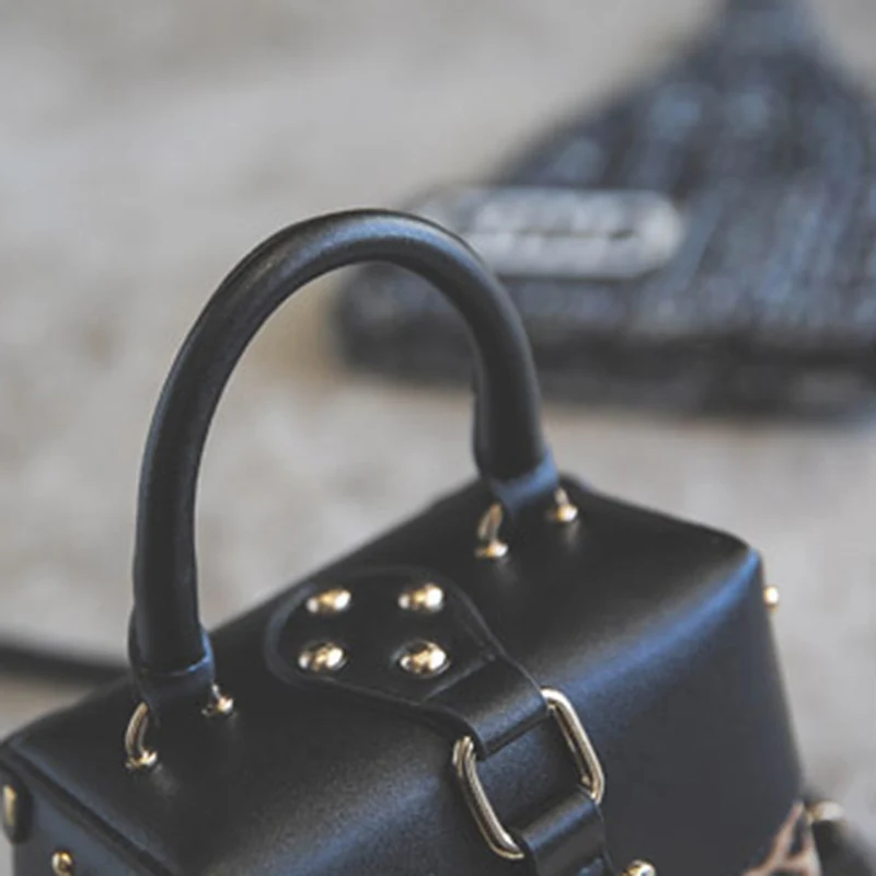 Fashion Women Leopard Rivet Handbag INS Popular Hot Female Exquisite Shoulder Bags Mini Box Ladies Travel Handle Bolsa SS3484 (2)